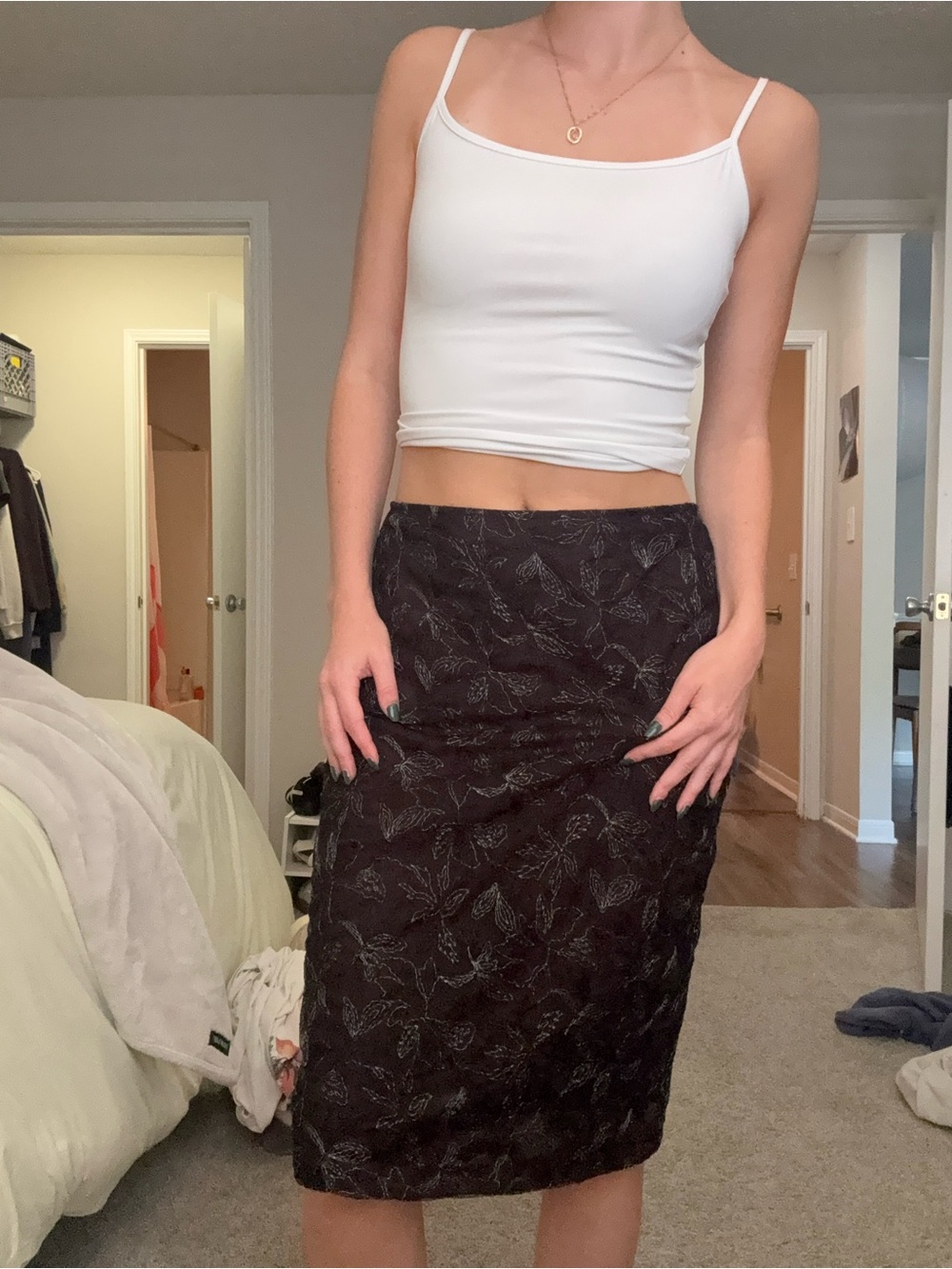 Brown y2k midi skirt
